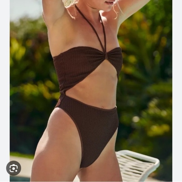 New! VDM x Free People Suki cappuccino brown one piece swimsuit 28543 - Picture 3 of 14
